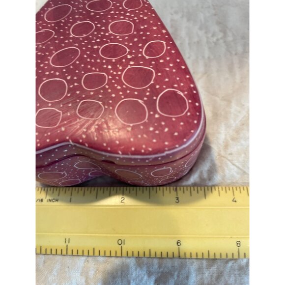 Handcrafted Heart-Shaped Stone Trinket Box With Red & White Polka Dot Design Ken - Picture 10 of 12